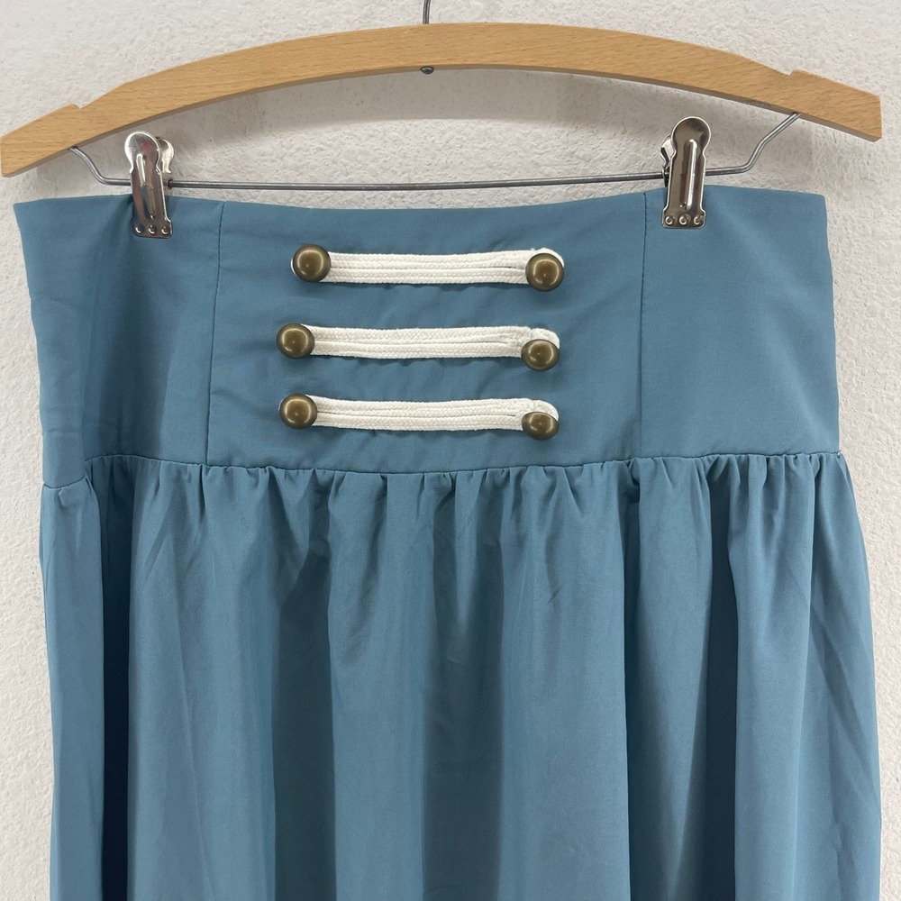 Blue Maxi Skirt Romantic Prairie Cottagecore Lace Ruffle Ren Faire Whimsigoth - Picture 2 of 16